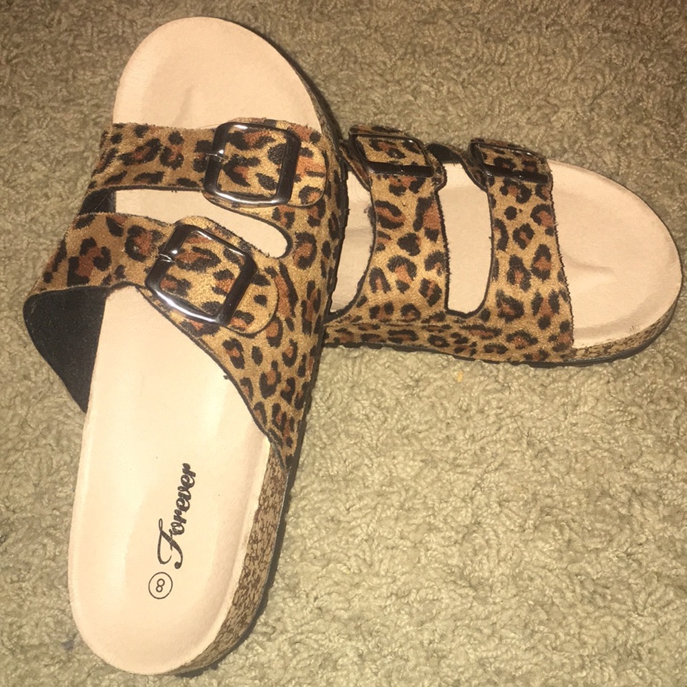 Cheetah slip on sandals size 8. Never worn